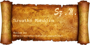 Szvatkó Mahália névjegykártya
